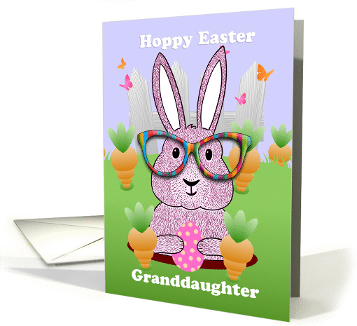 Granddaughter, Hoppy Easter With Rabbit In Loud Glasses card (1415928)