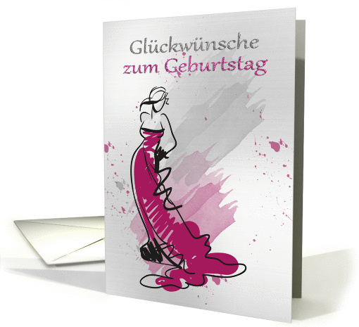 German Birthday Greeting With Female In A Stylish Dress card (1416102)