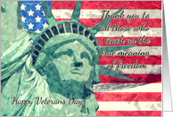 Statue of Liberty And American Flag Watercolor, Veterans Day card
