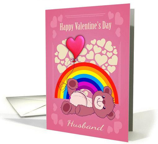 Gay, Husband, Valentine's Day With Teddy Bear And Hearts card