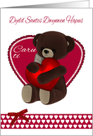 Welsh, Dwynwen, Teddy Bear With Heart, hug me, kiss me, love me card