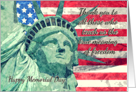 Statue of Liberty And American Flag Watercolor, Memorial Day card