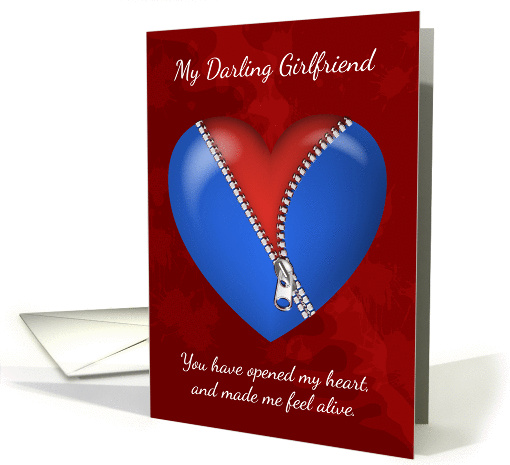Girlfriend, Modern Valentine's Day Card With Zipper Heart card