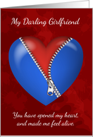 Girlfriend, Modern Valentine’s Day Card With Zipper Heart card
