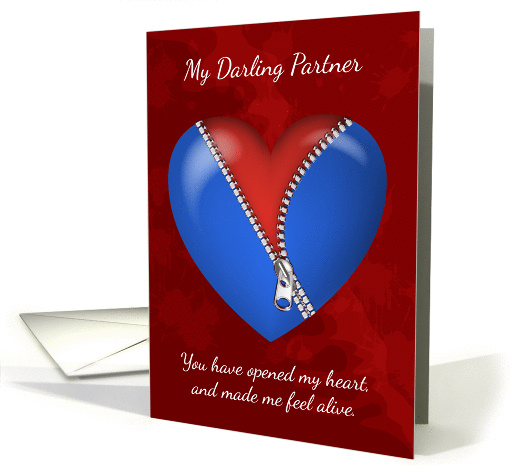 Partner, Modern Valentine's Day Card With Zipper Heart card (1419382)