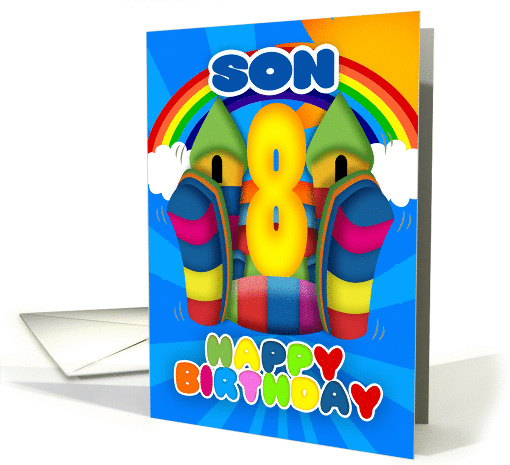 Son 8th Birthday Bouncy Castle fun card (1420890)