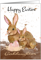 Goddaughter, Watercolor Bunny Rabbits and Easter Eggs card