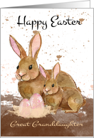 Great Granddaughter, Watercolor Bunny Rabbits and Easter Eggs card