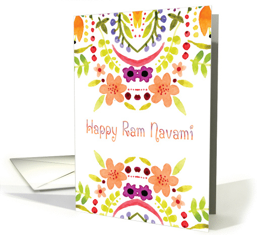 Ram Navami In Watercolor Flowers And Font card (1428226)