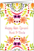 Aunt & Uncle, Ram Navami With Watercolor Flowers card
