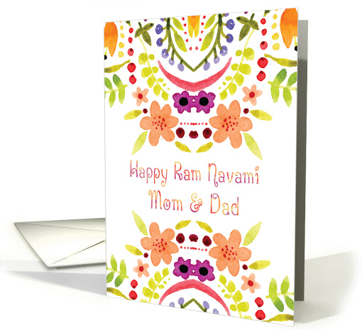 Mom & Dad, Ram Navami With Watercolor Flowers card (1428330)