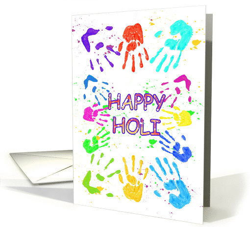 Holi Festival of color Painted hand prints card (1428374)
