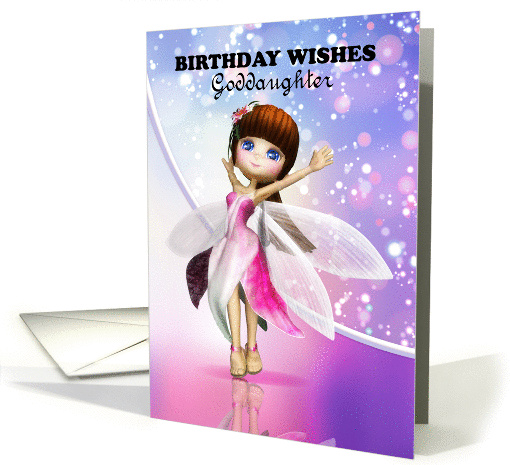 Goddaughter, Happy Birthday cute fairy dancing card (1428914)