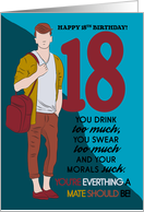 18th Birthday, A trendy guy in droop trousers card