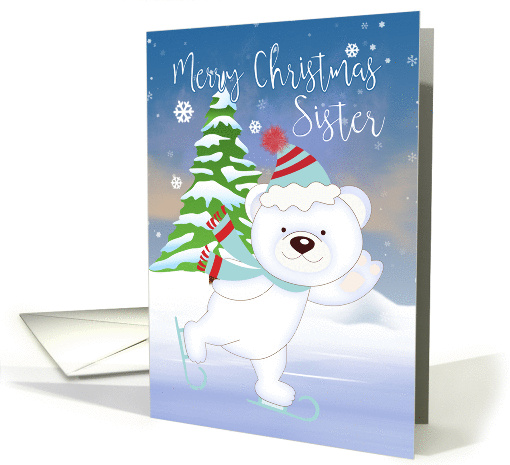 Sister, Bear Skating, Christmas Polar Bear Greetings card (1450472)