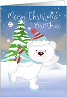 Brother, Bear Skating, Christmas Polar Bear Greetings card