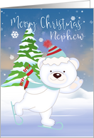 Nephew, Bear Skating, Christmas Polar Bear Greetings card