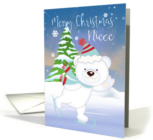 Niece, Bear Skating, Christmas Polar Bear Greetings card (1450478)