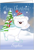 Bear Skating, Christmas Polar Bear Greetings - Your Name Here card
