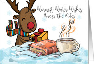 Across The Miles, Christmas Reindeer, with hot chocolate card