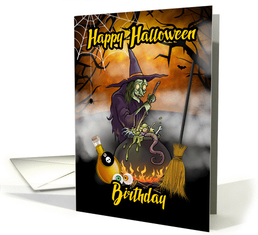 Happy Halloween Birthday, witch Halloween Birthday Greeting card