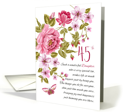 45th Birthday Daughter, Floral Daughter Birthday card (1454066)