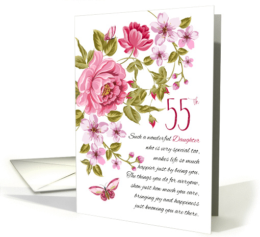 55th Birthday Daughter, Floral Daughter Birthday card (1454068)