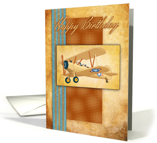 Biplane Aviation Pilot with blended colors Birthday card (1475306)