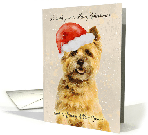 Cairn Terrier Dog In Santa Hat, Hairy Christmas card (1501212)