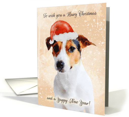 Jack Russell Dog In Santa Hat, Hairy Christmas card (1501538)
