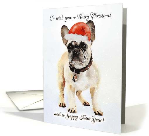 French Bulldog In Santa Hat, Hairy Christmas card (1501544)