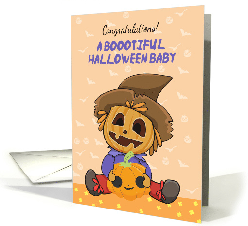 New baby born on halloween, with cute pumpkin card (1501564)