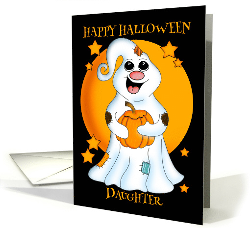Daughter Happy Halloween Ghost, With Pumpkin and Stars card (1585362)