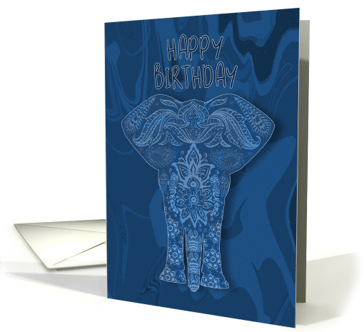Elephant, Blue Blend Elephant Birthday card (1595538)