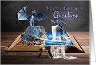 Grandson Dragon Fantasy Art Birthday card