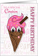 Cousin Ice Cream Cone Birthday Greeting card