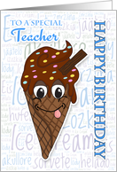 Teacher Ice Cream Cone Birthday Greeting card