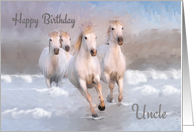 Uncle Birthday Card, Painted wild horses birthday card