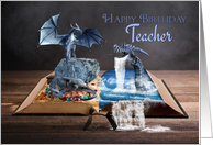 Teacher Dragon Fantasy Art Birthday card