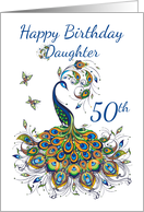 50th Birthday Daughter Peacock And Butterflies card