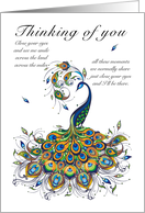 Thinking of you ornamental peacock, corona virus card