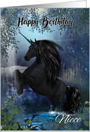Niece Unicorn Birthday Card, Happy Birthday card