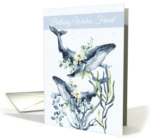 Friend Sperm Whale With Flowers Ocean Plants card (1682790)