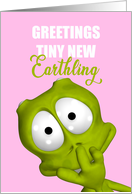 Pink Alien New Baby Girl Card Greetings Tiny New Earthling card