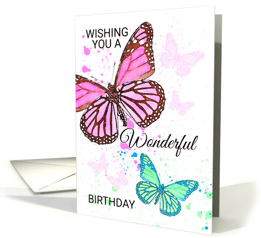 Birthday Butterflies Watercolor Painted And Splatter card (1704386)