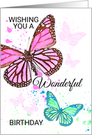 Birthday Butterflies Watercolor Painted And Splatter card