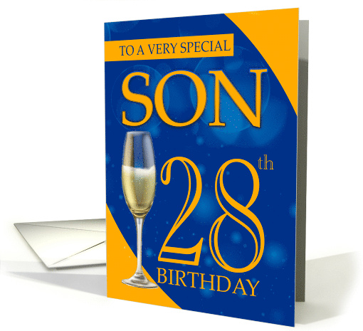 Son 28th Birthday In Blue And Orange With Champagne card (1707508)