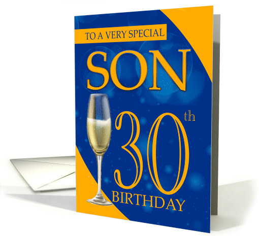Son 30th Birthday In Blue And Orange With Champagne card (1707512)