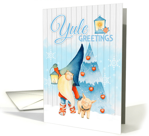 Yule Greetings Scandi Gnome With Pig And Lantern card (1708280)