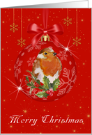 Robin Christmas Ornament With Gold Effect Snowflake Hangers card